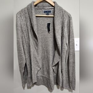 New - Karen Scott Turbo Cardigan Open Shawl, Gull  Marl, Size XL, New With Tags